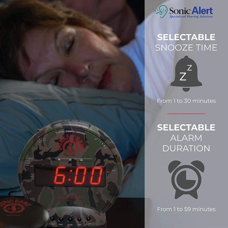 Sonic Alert Sonic Bomb Dual Alarm Clock with Bed Shaker  Camouflage | Sonic Alert Vibrating Alarm Clock Heavy Sleepers  Battery Backup | Wake with a Shake - Image 5